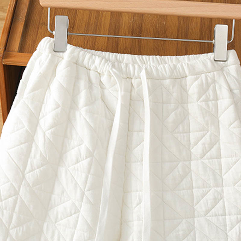 Women's Fall Solid Color Drawstring Thermal Wide Leg Pants With Pockets