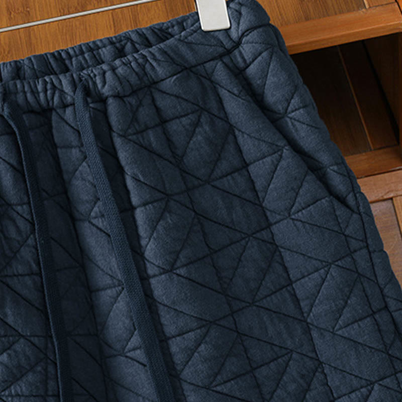 Women's Fall Solid Color Drawstring Thermal Wide Leg Pants With Pockets