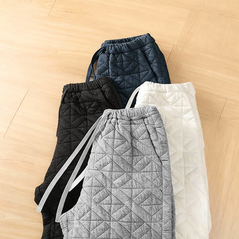 Women's Fall Solid Color Drawstring Thermal Wide Leg Pants With Pockets