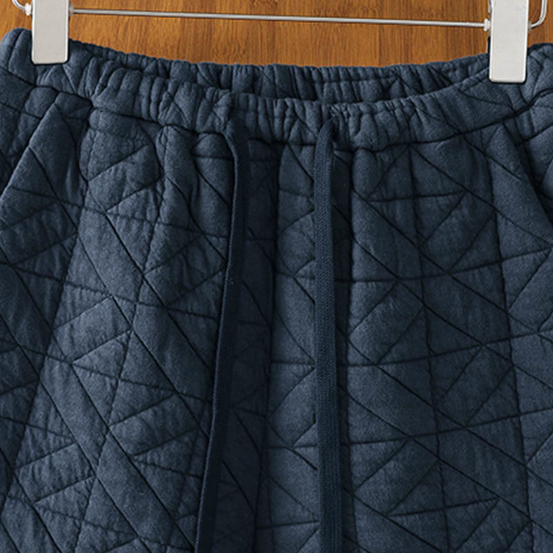 Women's Fall Solid Color Drawstring Thermal Wide Leg Pants With Pockets