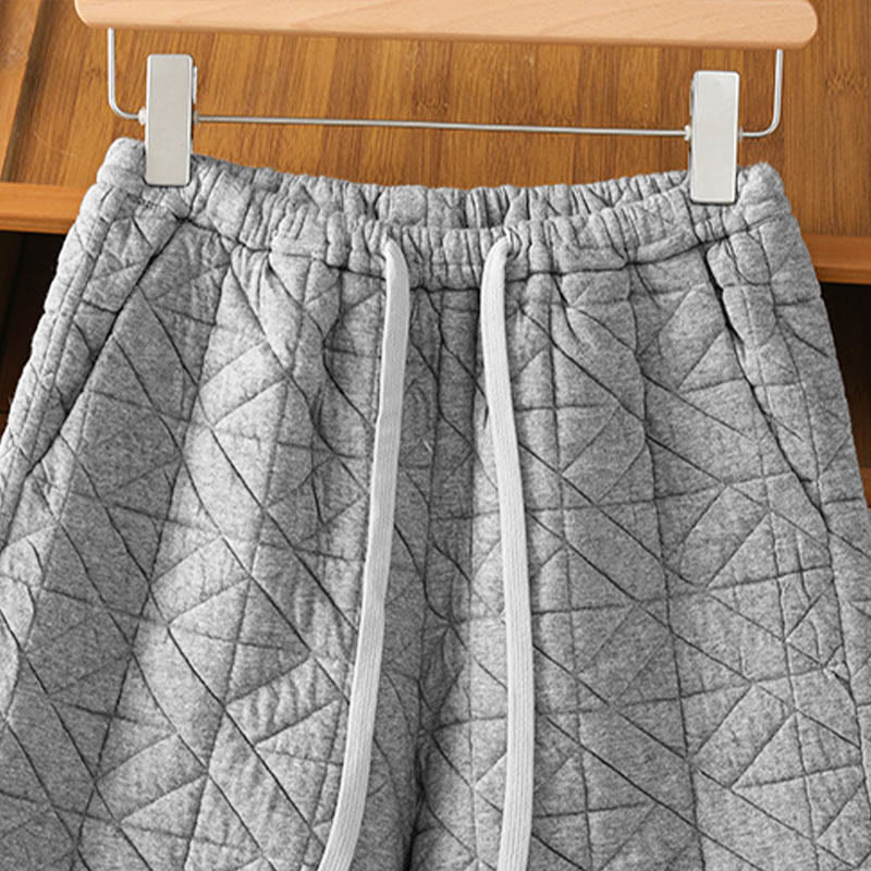 Women's Fall Solid Color Drawstring Thermal Wide Leg Pants With Pockets