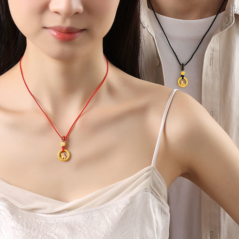 925 Sterling Silver Year Of The Horse Peace Buckle Fu Character Luck Necklace Pendant