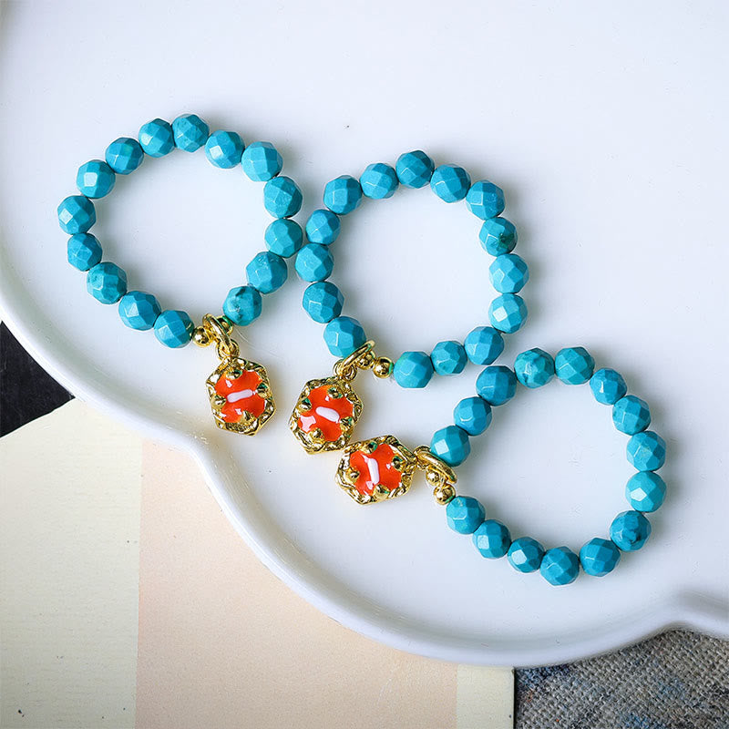Ultra-Fine 4mm Faceted Turquoise Beaded Elastic Ring