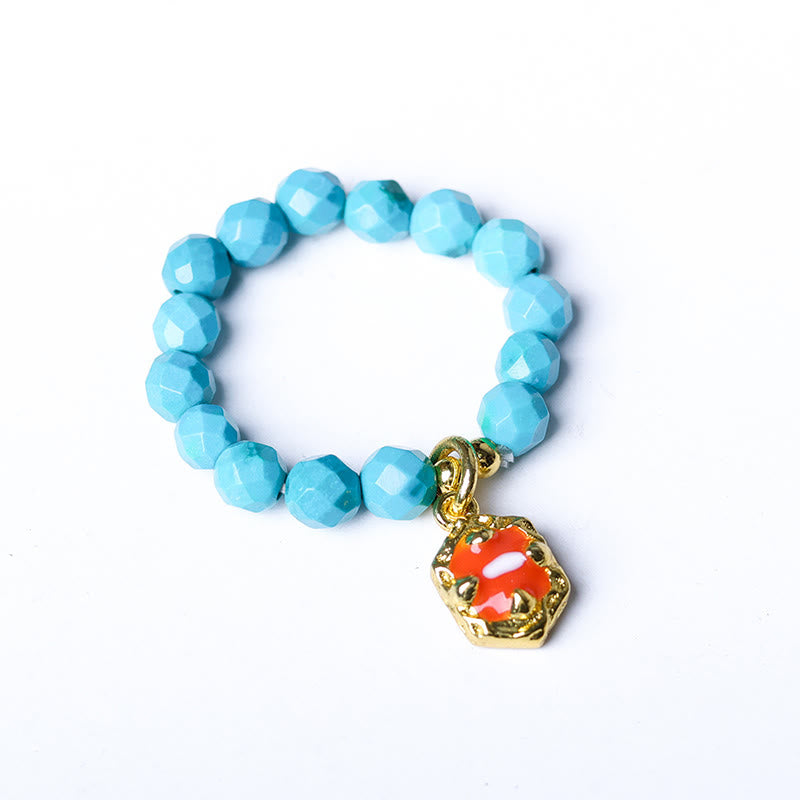 Ultra-Fine 4mm Faceted Turquoise Beaded Elastic Ring