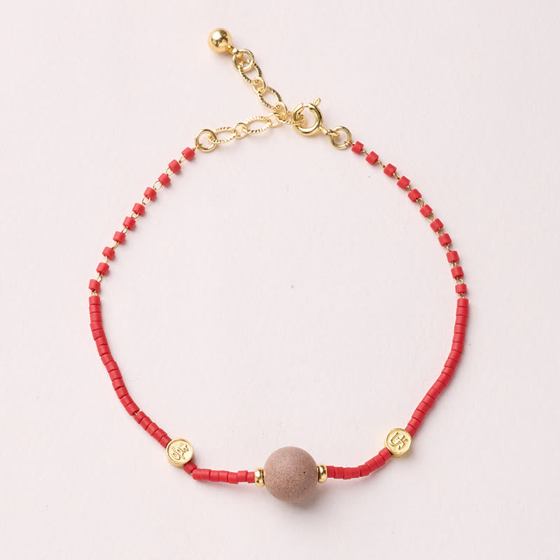 Gold & Sterling Silver Liuli Glass Beaded Bracelet with Symbolic Charms