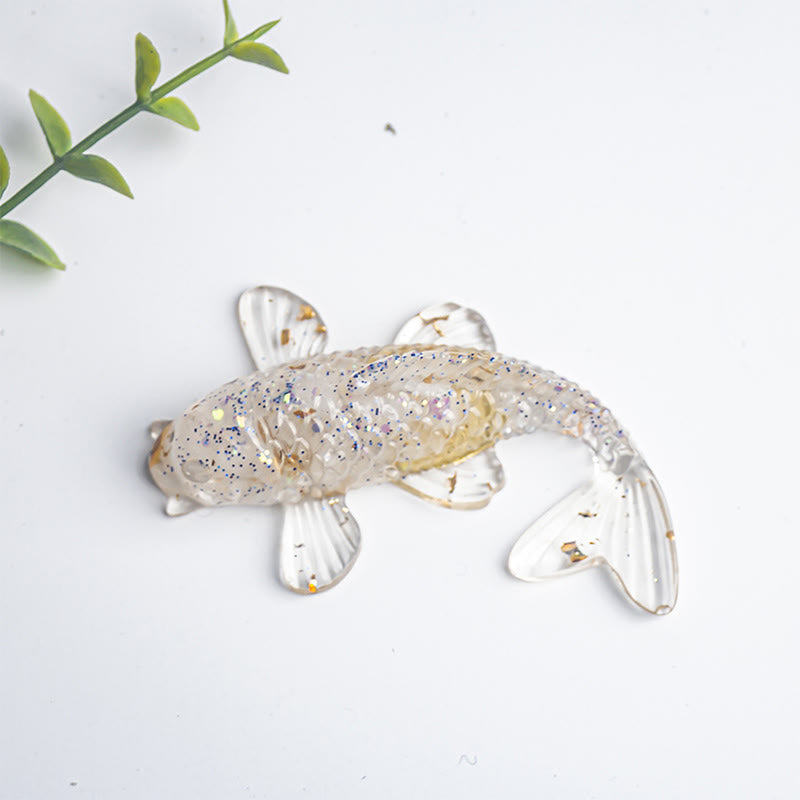 Koi Fish Crystal Chip Epoxy Resin Luck Decoration