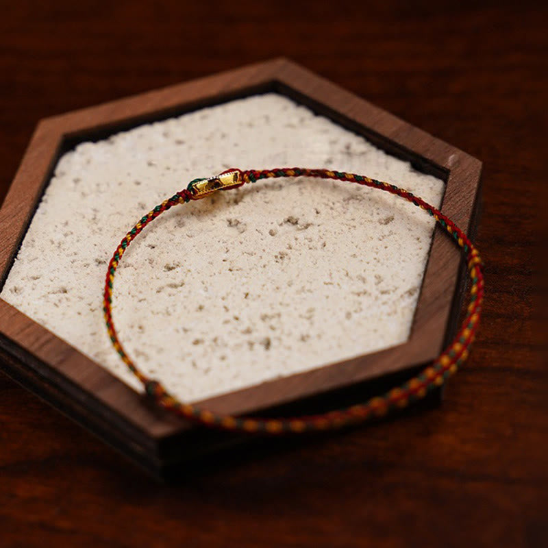 Handmade Braided Red String & Copper Chinese Coin Adjustable Charm Bracelet Anklet