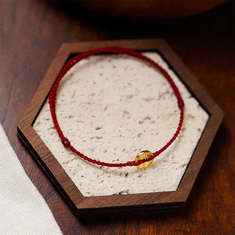 Handmade Braided Red String & Copper Chinese Coin Adjustable Charm Bracelet Anklet