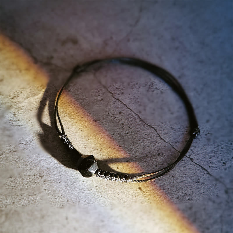 Natural Black Obsidian String Braided Strength Bracelet