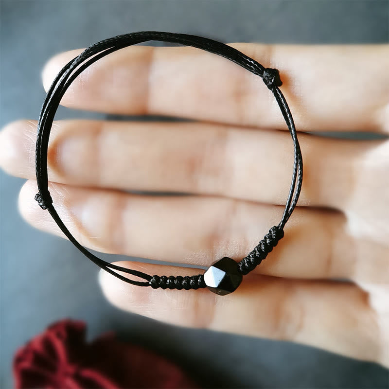 Natural Black Obsidian String Braided Strength Bracelet