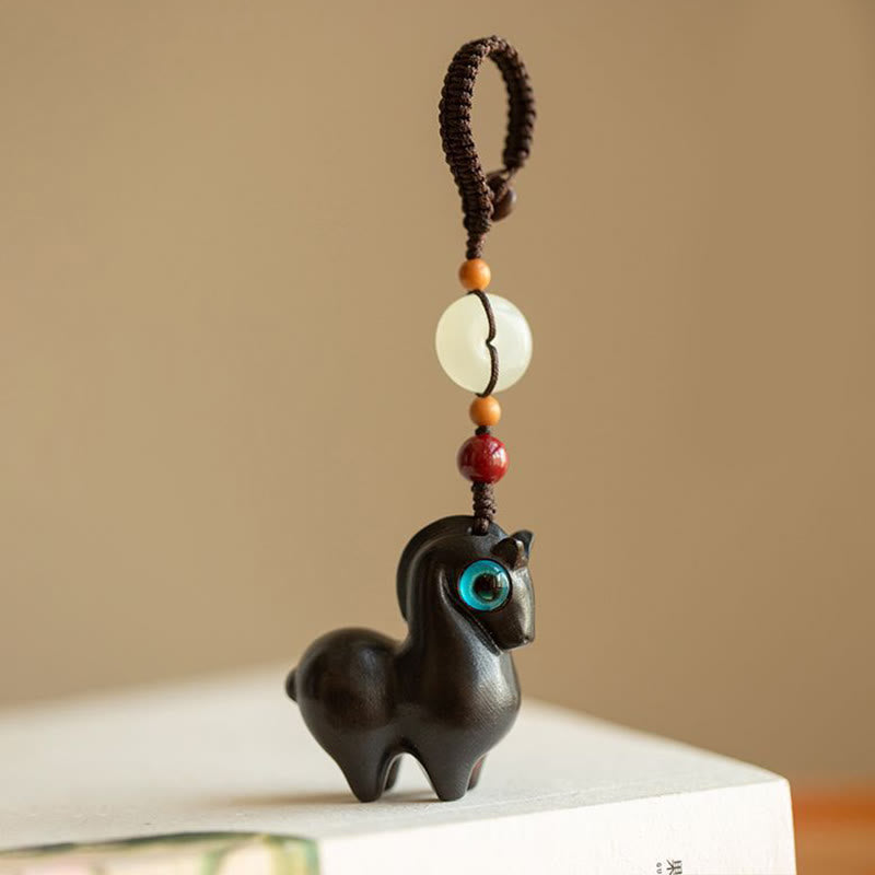 Year of the Horse Small Leaf Red Sandalwood Green Sandalwood Ebony Wood Calm Key Chain