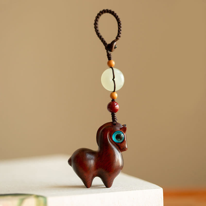 Year of the Horse Small Leaf Red Sandalwood Green Sandalwood Ebony Wood Calm Key Chain