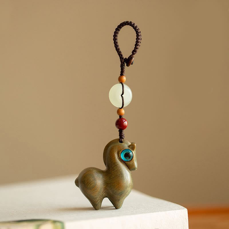 Year of the Horse Small Leaf Red Sandalwood Green Sandalwood Ebony Wood Calm Key Chain