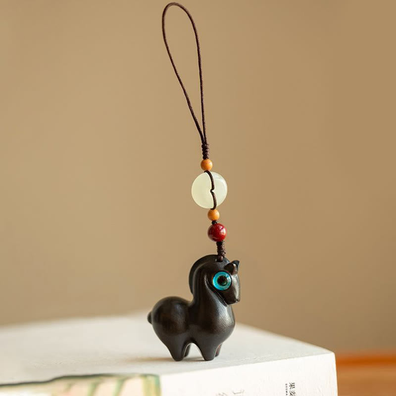 Year of the Horse Small Leaf Red Sandalwood Green Sandalwood Ebony Wood Calm Key Chain