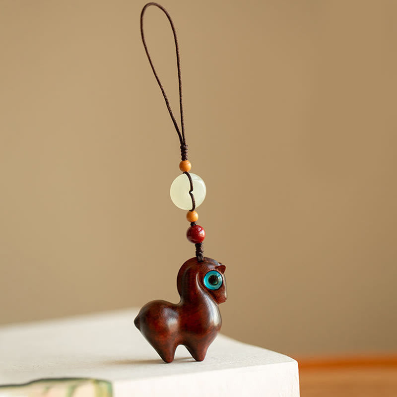 Year of the Horse Small Leaf Red Sandalwood Green Sandalwood Ebony Wood Calm Key Chain
