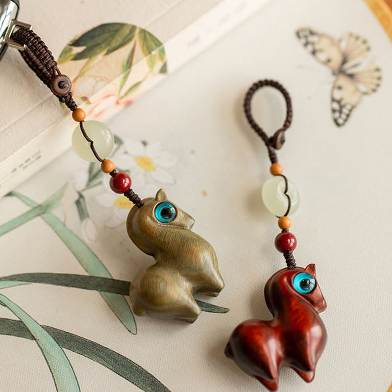 Year of the Horse Small Leaf Red Sandalwood Green Sandalwood Ebony Wood Calm Key Chain