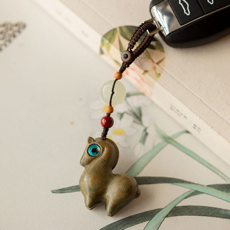 Year of the Horse Small Leaf Red Sandalwood Green Sandalwood Ebony Wood Calm Key Chain