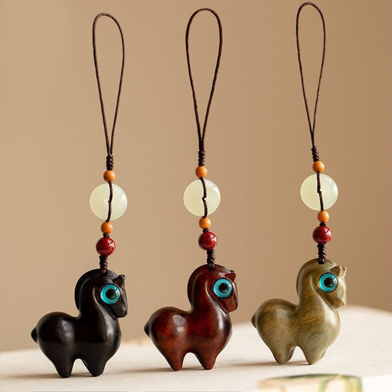 Year of the Horse Small Leaf Red Sandalwood Green Sandalwood Ebony Wood Calm Key Chain