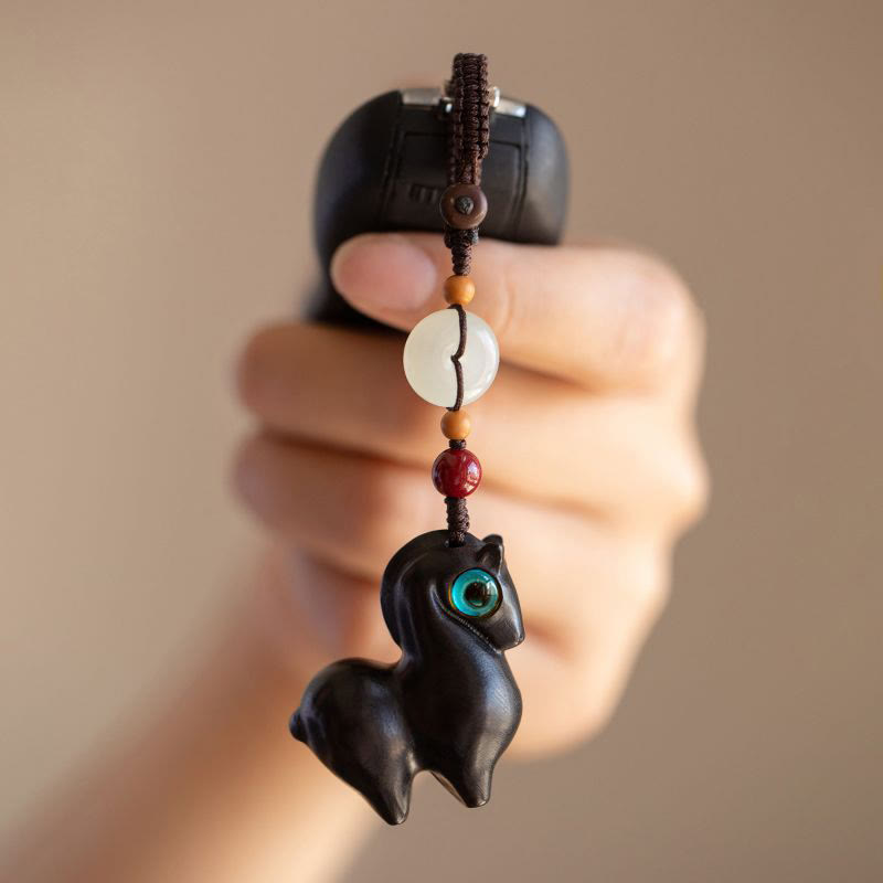 Year of the Horse Small Leaf Red Sandalwood Green Sandalwood Ebony Wood Calm Key Chain