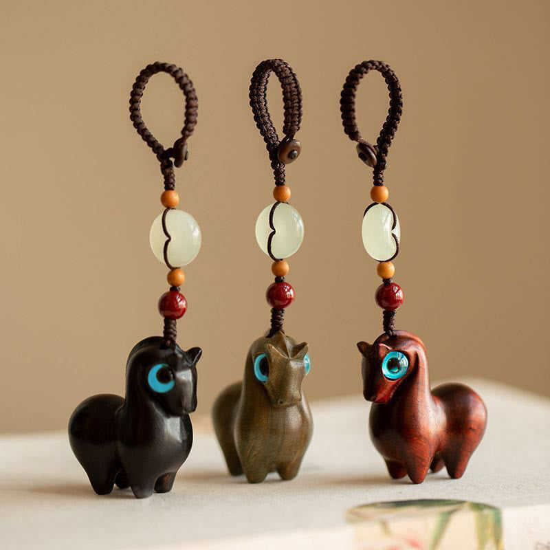 Year of the Horse Small Leaf Red Sandalwood Green Sandalwood Ebony Wood Calm Key Chain
