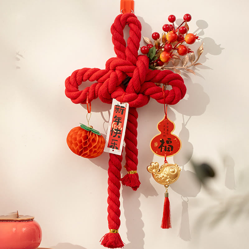Year of the Horse Dancing Lion Fu Character Chinese Knotting Fortune Decoration