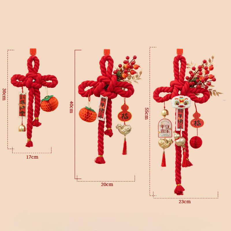 Year of the Horse Dancing Lion Fu Character Chinese Knotting Fortune Decoration