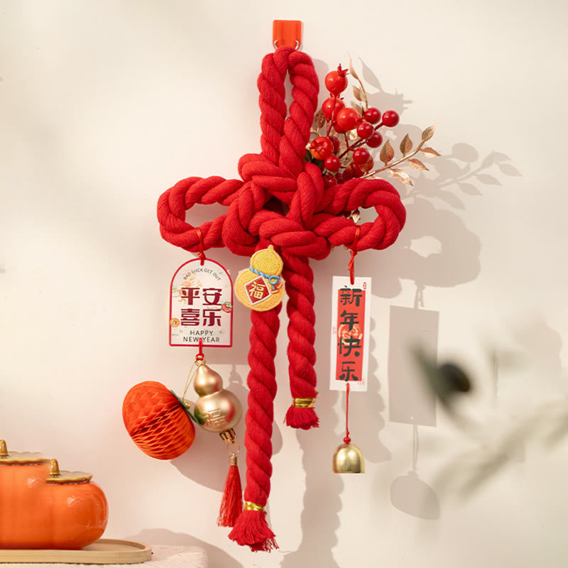 Year of the Horse Dancing Lion Fu Character Chinese Knotting Fortune Decoration