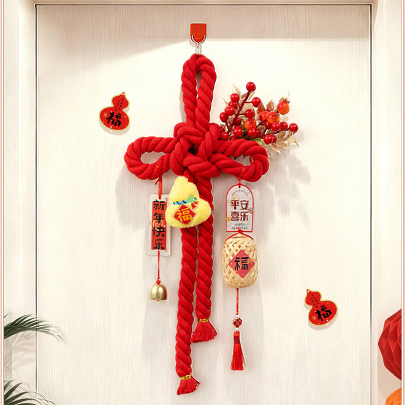 Year of the Horse Dancing Lion Fu Character Chinese Knotting Fortune Decoration