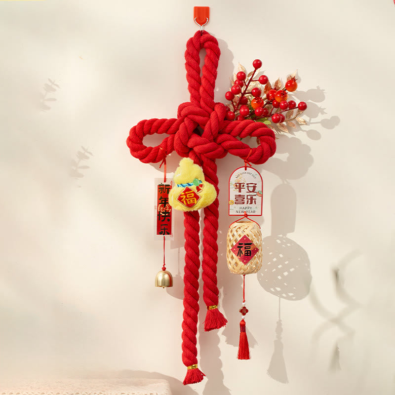Year of the Horse Dancing Lion Fu Character Chinese Knotting Fortune Decoration