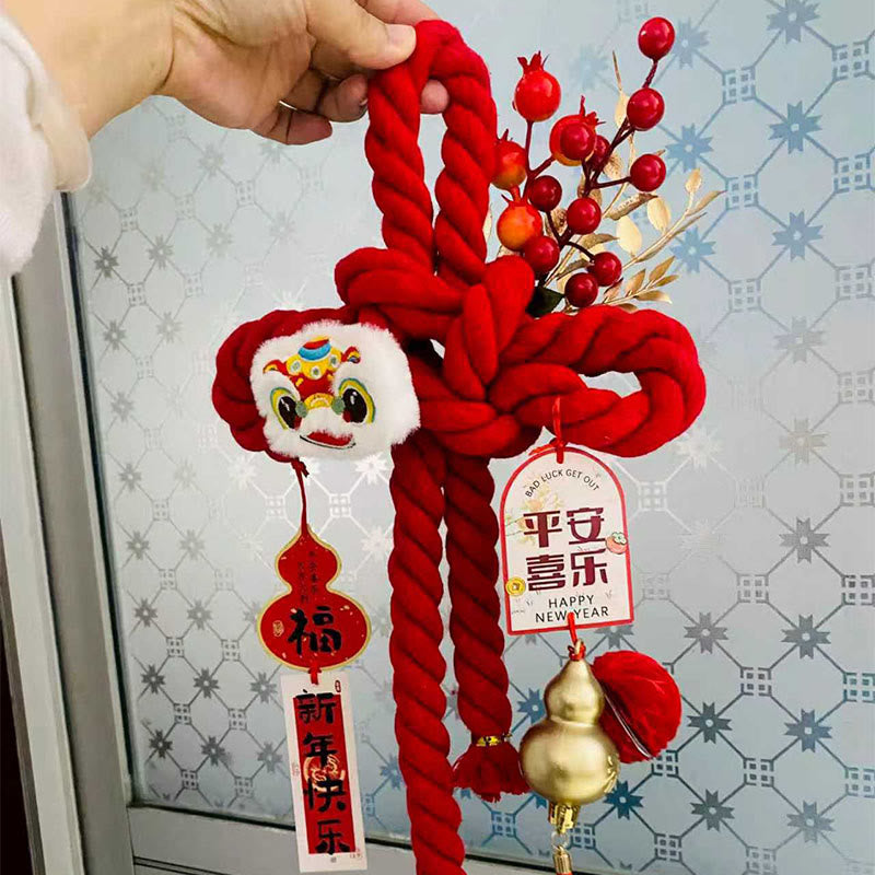 Year of the Horse Dancing Lion Fu Character Chinese Knotting Fortune Decoration