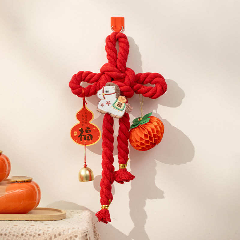 Year of the Horse Dancing Lion Fu Character Chinese Knotting Fortune Decoration