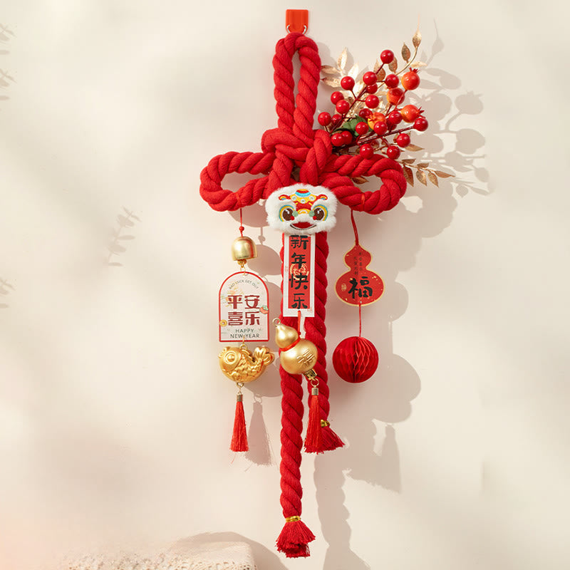 Year of the Horse Dancing Lion Fu Character Chinese Knotting Fortune Decoration