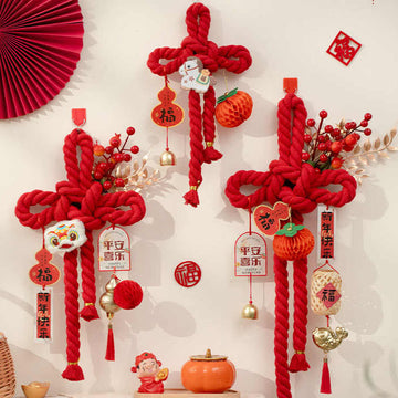 Year of the Horse Dancing Lion Fu Character Chinese Knotting Fortune Decoration