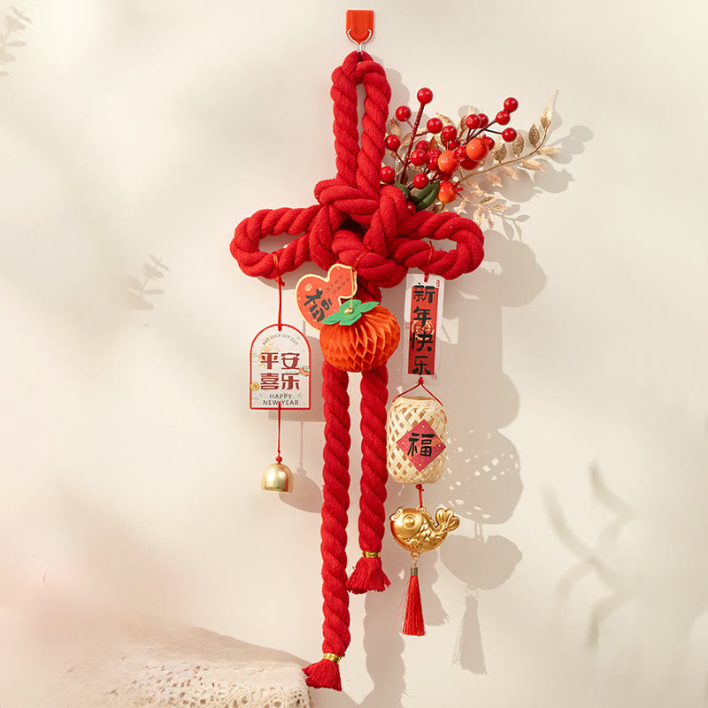 Year of the Horse Dancing Lion Fu Character Chinese Knotting Fortune Decoration