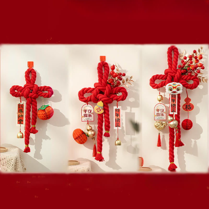 Year of the Horse Dancing Lion Fu Character Chinese Knotting Fortune Decoration