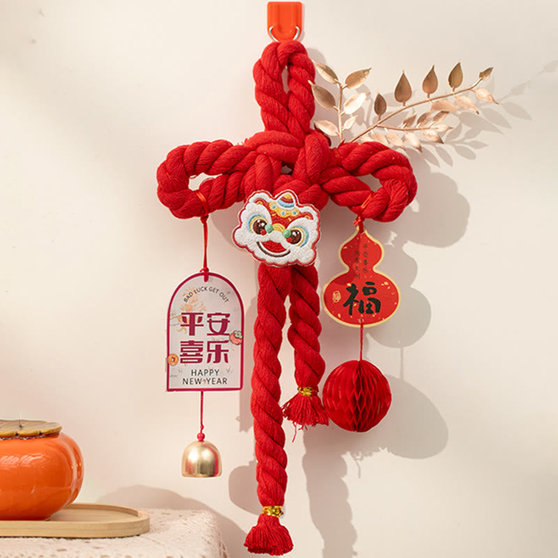 Year of the Horse Dancing Lion Fu Character Chinese Knotting Fortune Decoration