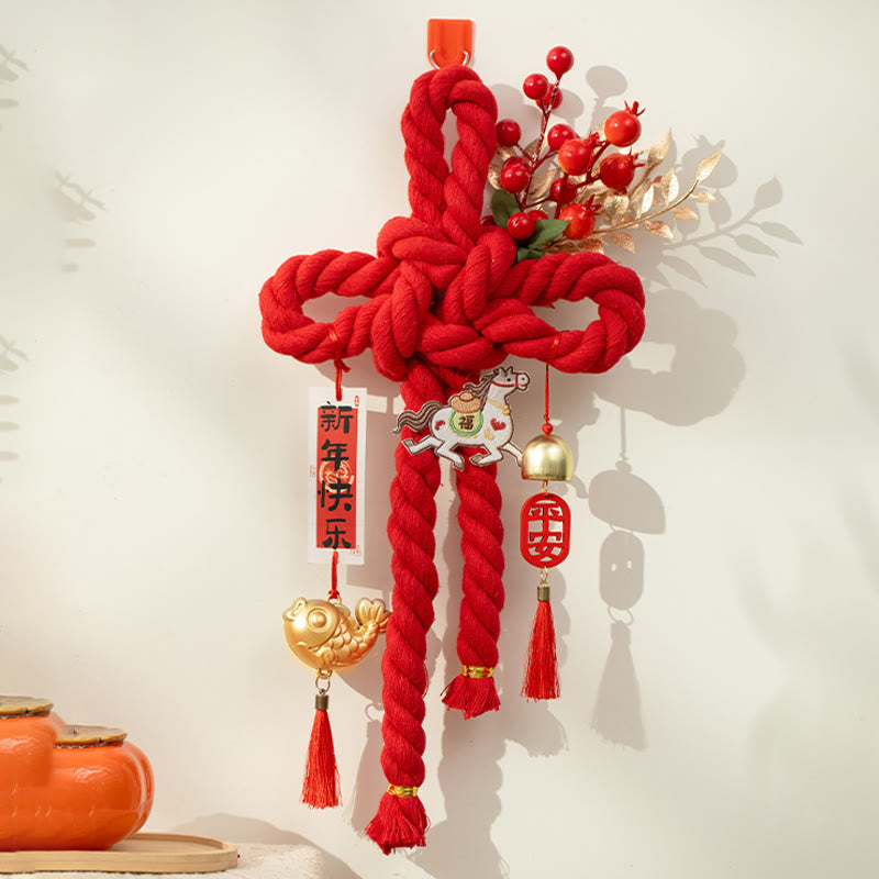 Year of the Horse Dancing Lion Fu Character Chinese Knotting Fortune Decoration