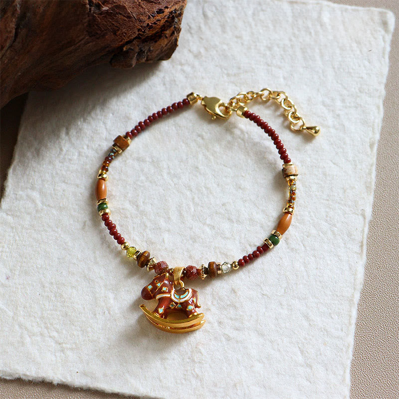 Year Of The Horse Oil Dripping Copper Various Beeds Grace Bracelet