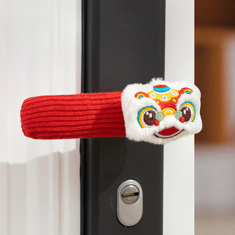 Year of the Horse Dancing Lion Fu Character Door Handle Blessing Decoration