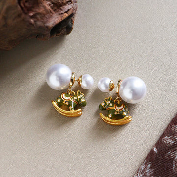 Year Of The Horse Copper Pearl Balance Earrings