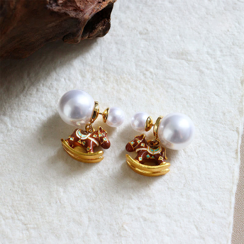 Year Of The Horse Copper Pearl Balance Earrings