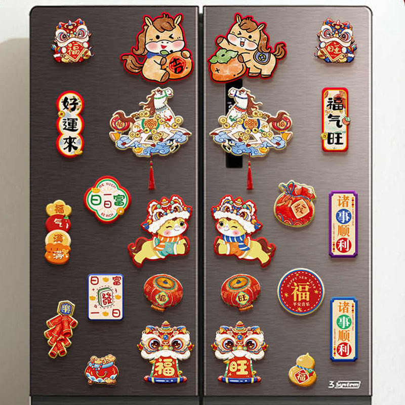 Year of the Horse Refrigerator Fridge Full Magnet Back Blessings Decoration