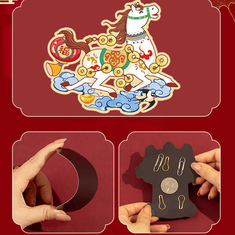 Year of the Horse Refrigerator Fridge Full Magnet Back Blessings Decoration