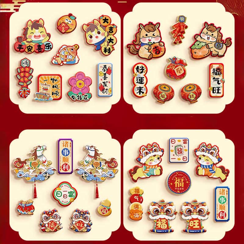 Year of the Horse Refrigerator Fridge Full Magnet Back Blessings Decoration