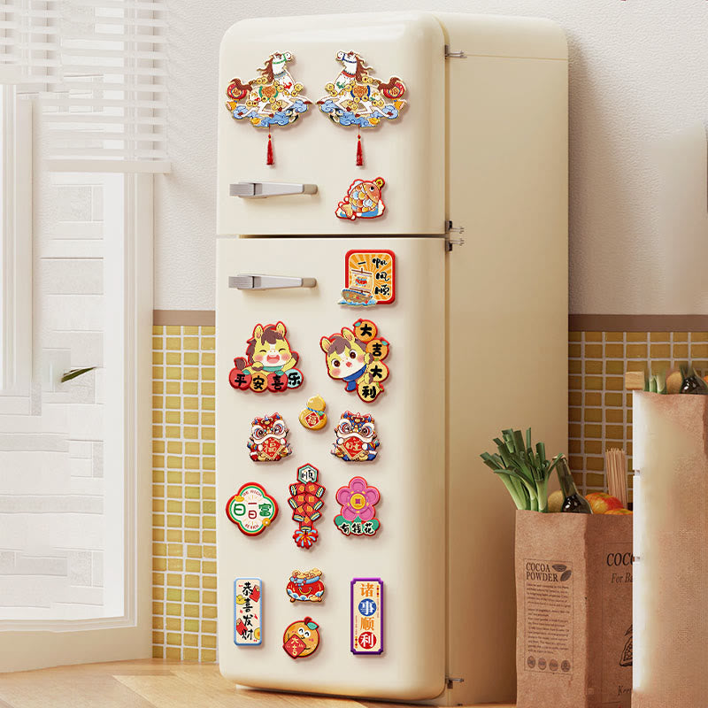 Year of the Horse Refrigerator Fridge Full Magnet Back Blessings Decoration