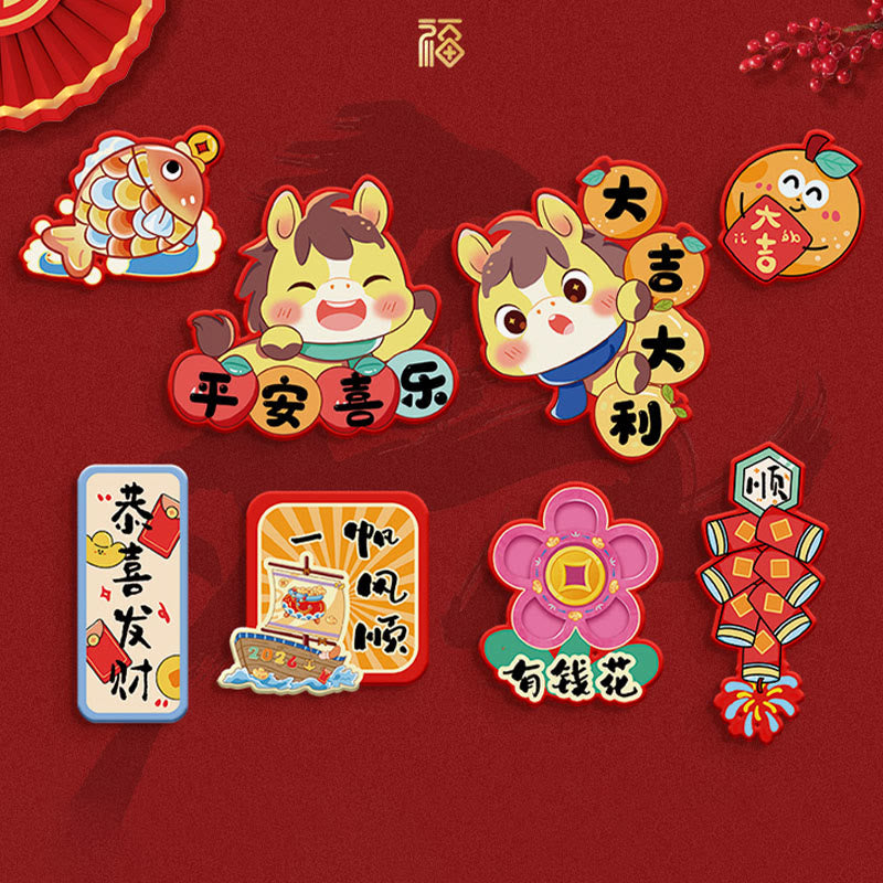 Year of the Horse Refrigerator Fridge Full Magnet Back Blessings Decoration
