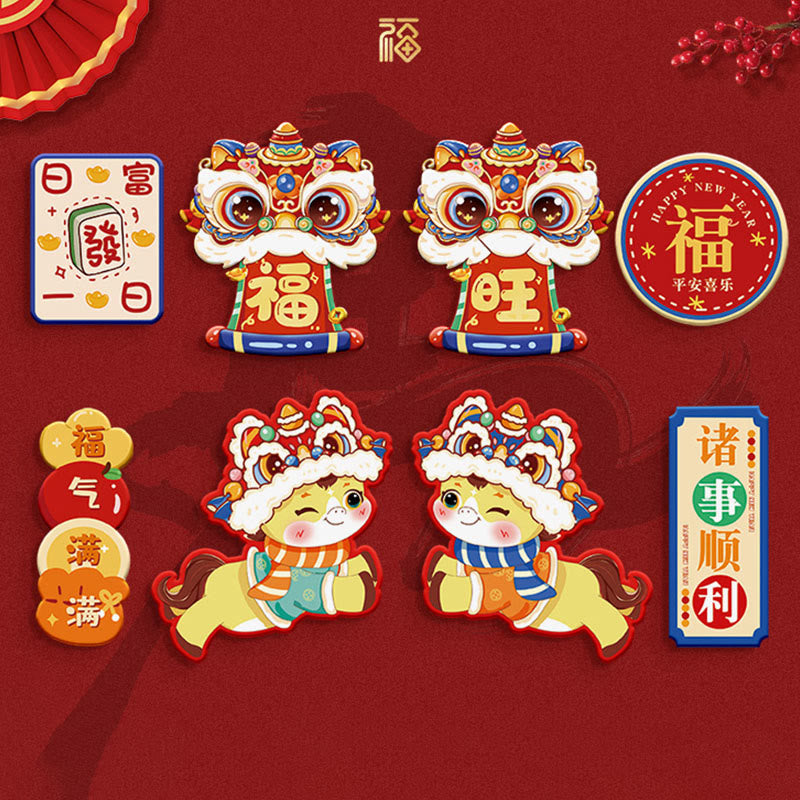Year of the Horse Refrigerator Fridge Full Magnet Back Blessings Decoration