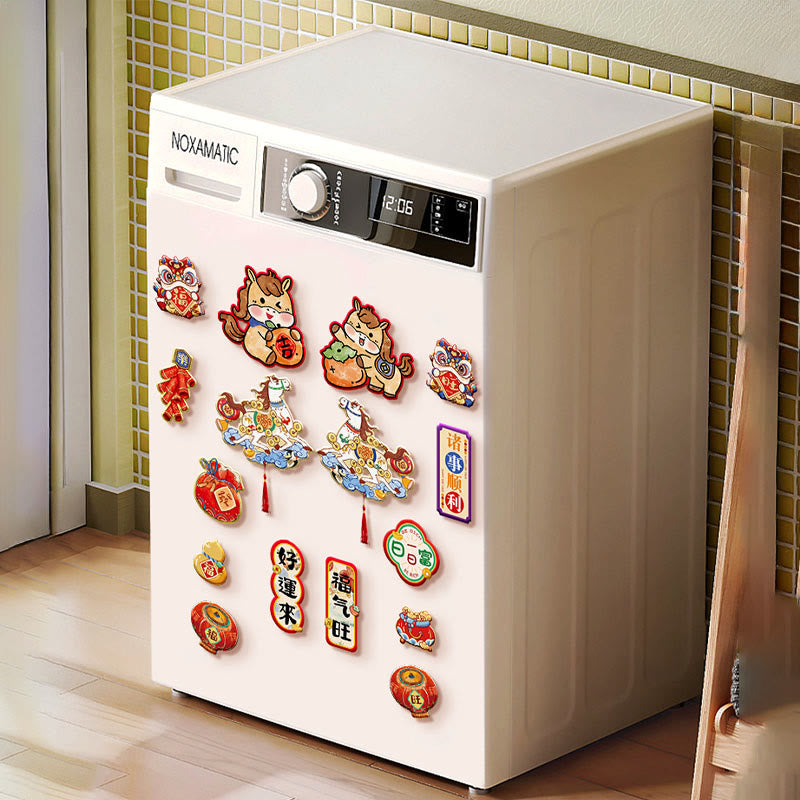 Year of the Horse Refrigerator Fridge Full Magnet Back Blessings Decoration