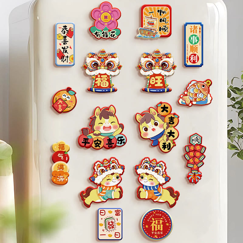 Year of the Horse Refrigerator Fridge Full Magnet Back Blessings Decoration