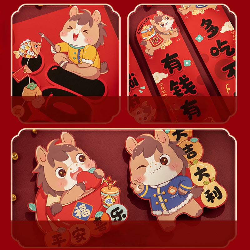 Year of the Horse Magnetic Spring Festival Tassel Design Blessings Spring Couplets